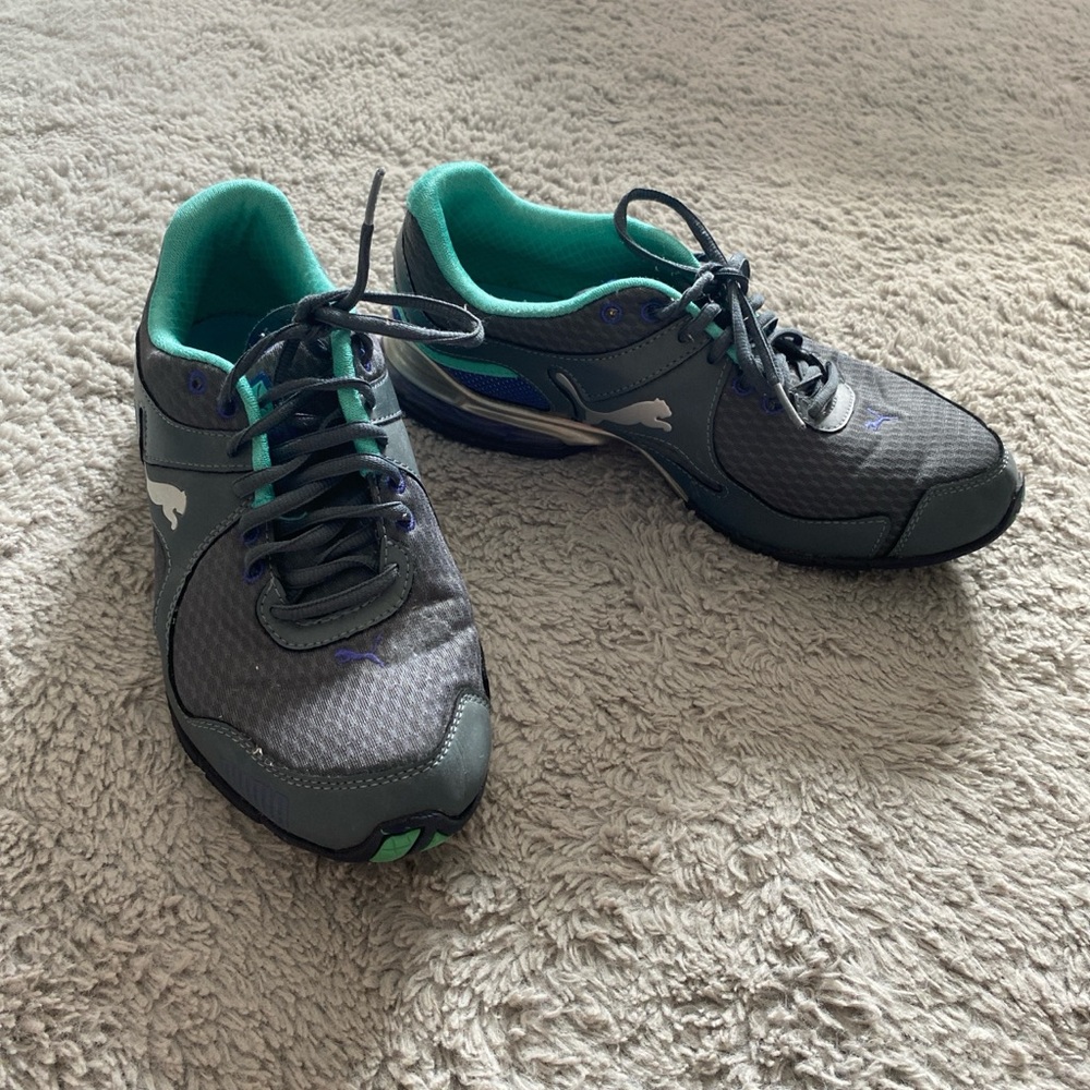 Puma grey/purple/teal trainers